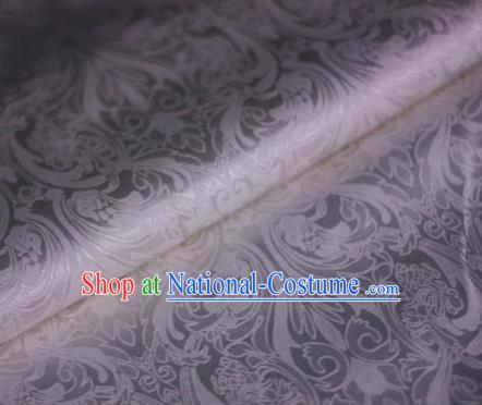 Chinese Traditional Pattern White Brocade Cheongsam Classical Fabric Satin Material Silk Fabric