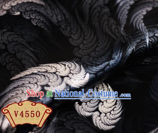 Chinese Traditional Fabric Classical Wings Pattern Design Black Brocade Cheongsam Satin Material Silk Fabric