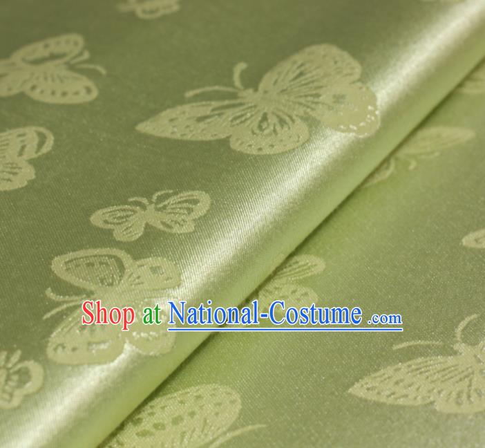 Chinese Traditional Butterfly Pattern Green Brocade Material Cheongsam Classical Fabric Satin Silk Fabric