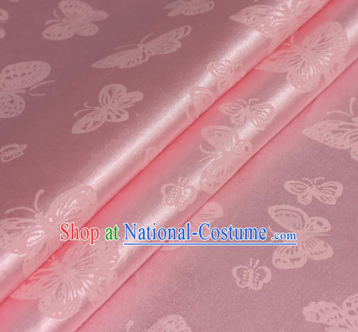 Chinese Traditional Butterfly Pattern Pink Brocade Material Cheongsam Classical Fabric Satin Silk Fabric