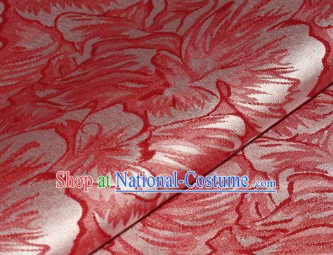 Chinese Traditional Flowers Pattern Red Brocade Material Cheongsam Classical Fabric Satin Silk Fabric