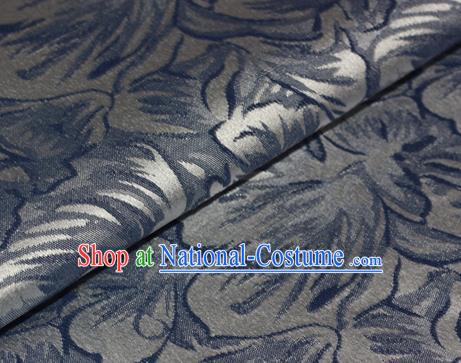 Chinese Traditional Flowers Pattern Blue Brocade Material Cheongsam Classical Fabric Satin Silk Fabric