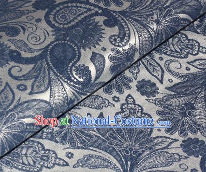 Chinese Traditional Pattern Blue Brocade Material Cheongsam Classical Fabric Satin Silk Fabric