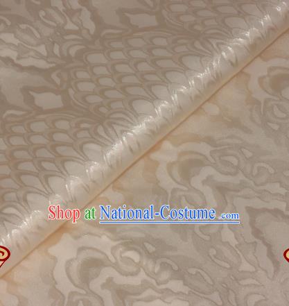 Chinese Traditional Royal Scale Pattern Beige Brocade Material Cheongsam Classical Fabric Satin Silk Fabric