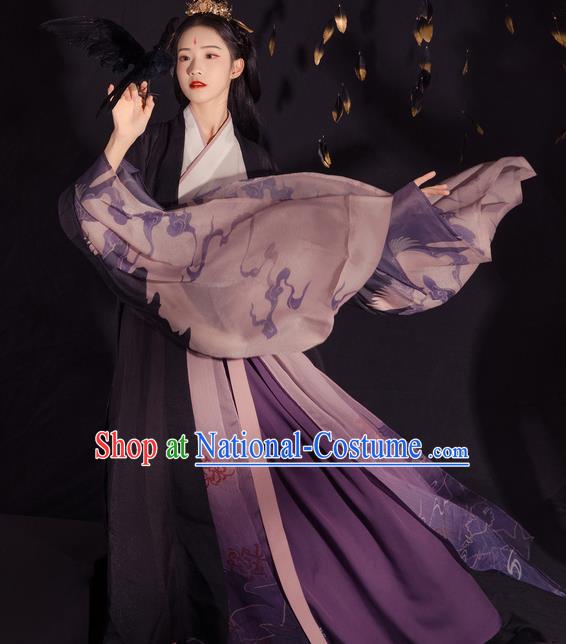 Chinese Ancient Jin Dynasty Palace Lady Embroidered Hanfu Dress Traditional Historical Costume for Women