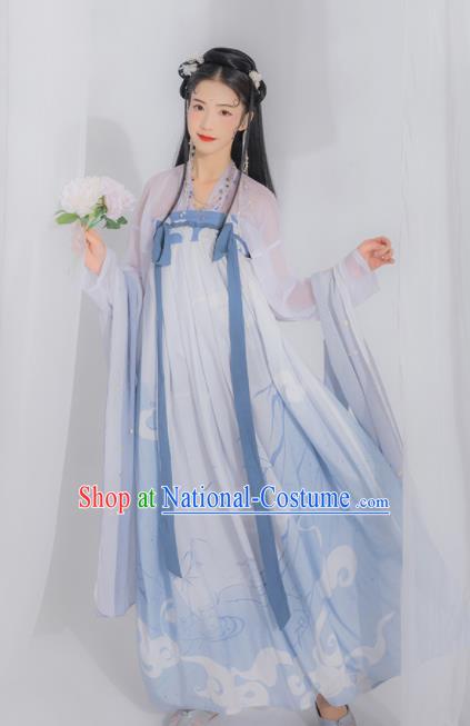 Chinese Ancient Tang Dynasty Court Lady Embroidered Hanfu Dress Traditional Historical Costume for Women