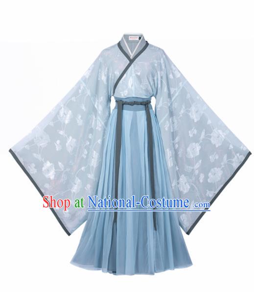 Chinese Traditional Jin Dynasty Imperial Consort Embroidered Hanfu Dress Ancient Peri Historical Costume for Women