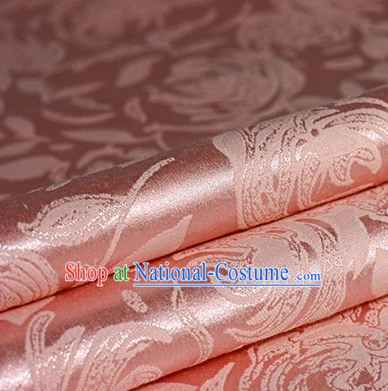 Chinese Traditional Flowers Pattern Pink Brocade Material Hanfu Cheongsam Classical Fabric Satin Silk Fabric