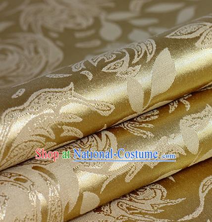 Chinese Traditional Flowers Pattern Golden Brocade Material Hanfu Cheongsam Classical Fabric Satin Silk Fabric