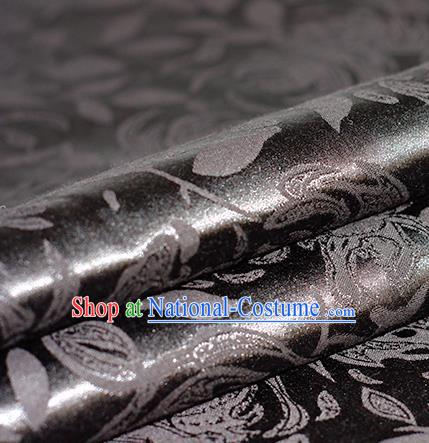 Chinese Traditional Flowers Pattern Black Brocade Material Hanfu Cheongsam Classical Fabric Satin Silk Fabric