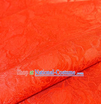 Chinese Traditional Flowers Pattern Orange Brocade Material Hanfu Cheongsam Classical Fabric Satin Silk Fabric