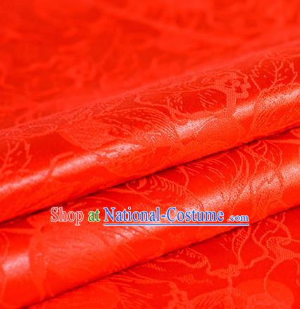 Chinese Traditional Cheongsam Pattern Red Brocade Material Hanfu Classical Fabric Satin Silk Fabric