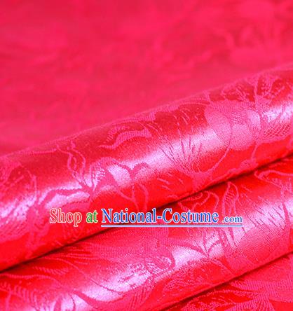 Chinese Traditional Cheongsam Pattern Rosy Brocade Material Hanfu Classical Fabric Satin Silk Fabric