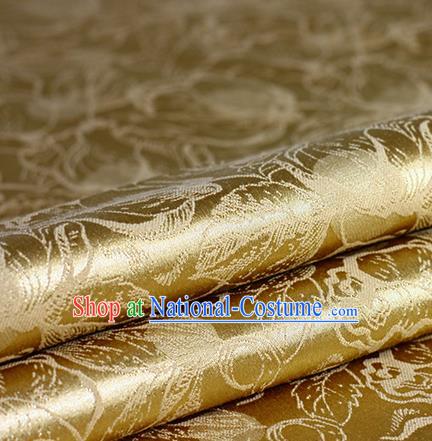 Chinese Traditional Cheongsam Pattern Golden Brocade Material Hanfu Classical Fabric Satin Silk Fabric