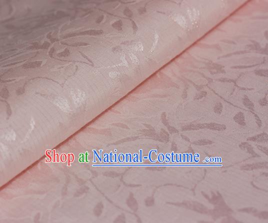 Chinese Traditional Cheongsam Light Pink Brocade Material Hanfu Classical Fabric Satin Silk Fabric