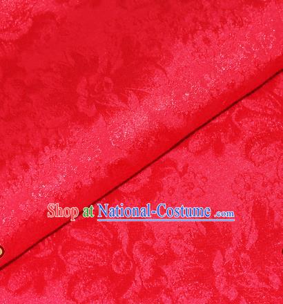 Chinese Traditional Cheongsam Fabric Rosy Brocade Material Hanfu Classical Satin Silk Fabric