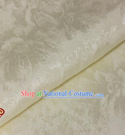 Chinese Traditional Cheongsam Fabric Beige Brocade Material Hanfu Classical Satin Silk Fabric