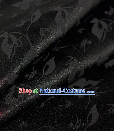 Chinese Traditional Cheongsam Fabric Butterfly Pattern Black Brocade Material Hanfu Classical Satin Silk Fabric