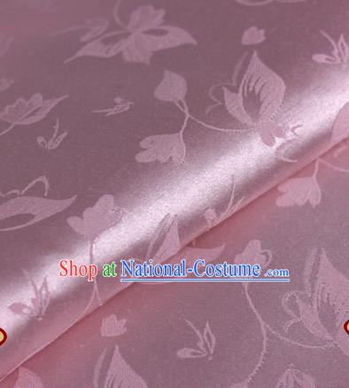 Chinese Traditional Cheongsam Fabric Butterfly Pattern Pink Brocade Material Hanfu Classical Satin Silk Fabric