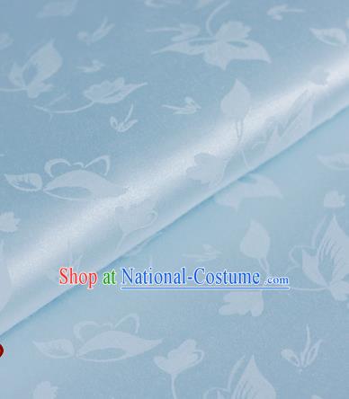 Chinese Traditional Cheongsam Fabric Butterfly Pattern Blue Brocade Material Hanfu Classical Satin Silk Fabric