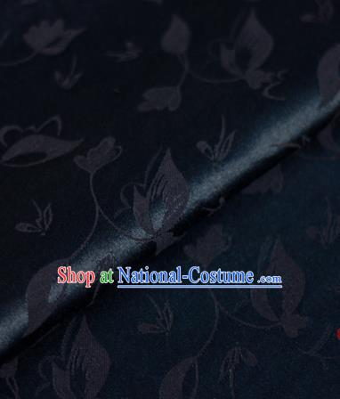 Chinese Traditional Cheongsam Fabric Butterfly Pattern Navy Brocade Material Hanfu Classical Satin Silk Fabric