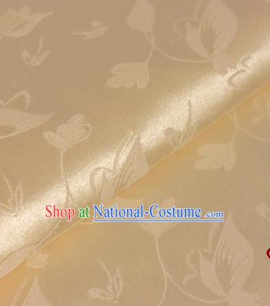 Chinese Traditional Cheongsam Fabric Butterfly Pattern Golden Brocade Material Hanfu Classical Satin Silk Fabric