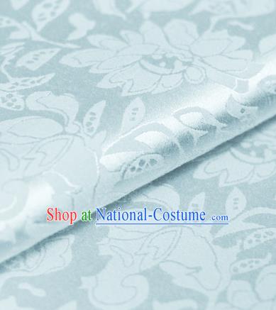 Chinese Traditional Cheongsam Fabric Peony Pattern Blue Brocade Material Hanfu Classical Satin Silk Fabric