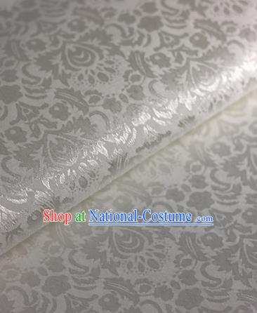 Chinese Traditional Fabric Cheongsam Pattern White Brocade Material Hanfu Classical Satin Silk Fabric