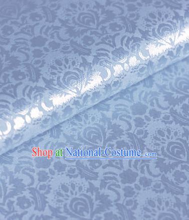 Chinese Traditional Fabric Cheongsam Pattern Blue Brocade Material Hanfu Classical Satin Silk Fabric