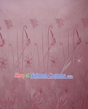 Chinese Traditional Fabric Cheongsam Orchid Pattern Pink Brocade Material Hanfu Classical Satin Silk Fabric