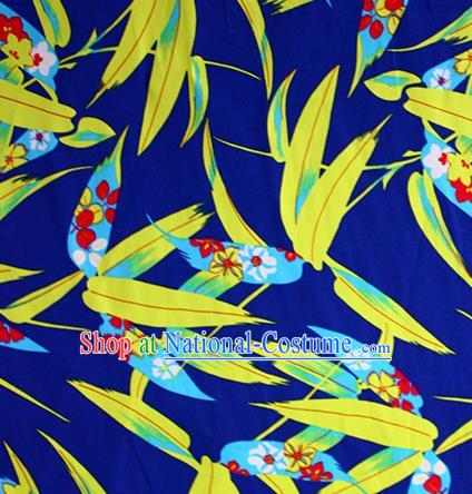 Chinese Traditional Fabric Cheongsam Bamboo Leaf Pattern Royalblue Brocade Material Hanfu Classical Satin Silk Fabric