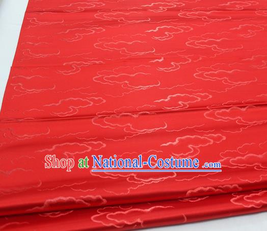 Chinese Traditional Tang Suit Royal Clouds Pattern Red Brocade Satin Fabric Material Classical Silk Fabric