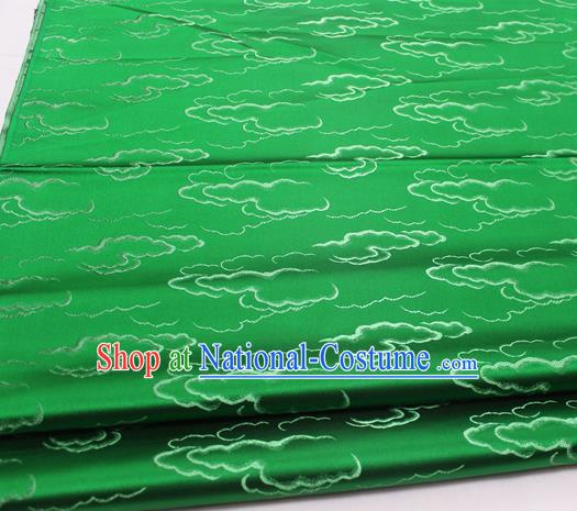 Chinese Traditional Tang Suit Royal Clouds Pattern Green Brocade Satin Fabric Material Classical Silk Fabric