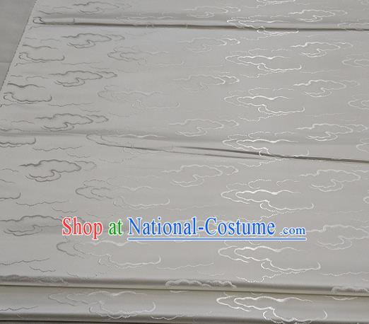 Chinese Traditional Tang Suit Royal Clouds Pattern White Brocade Satin Fabric Material Classical Silk Fabric