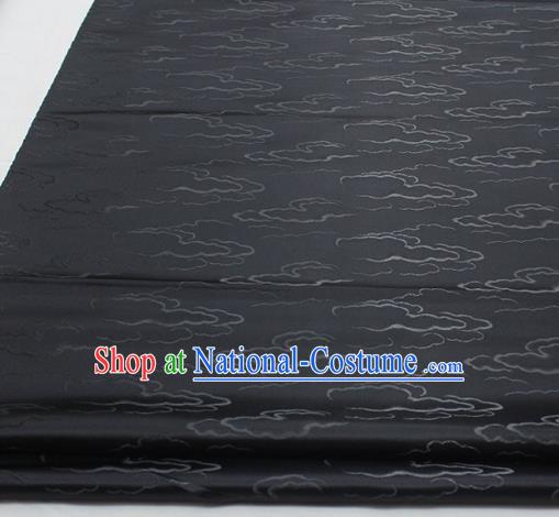 Chinese Traditional Tang Suit Royal Clouds Pattern Black Brocade Satin Fabric Material Classical Silk Fabric