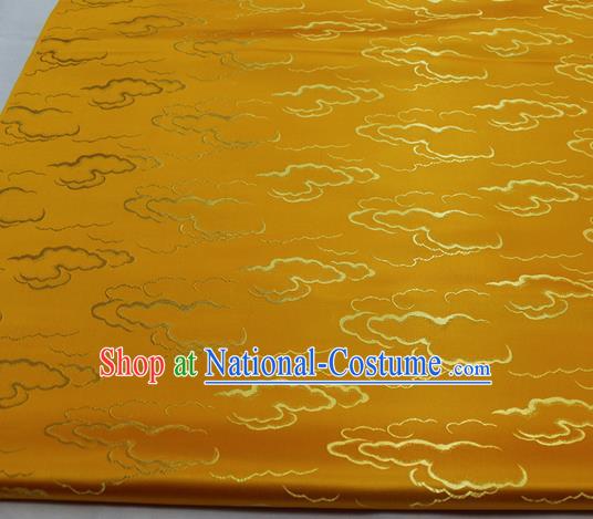 Chinese Traditional Tang Suit Royal Clouds Pattern Golden Brocade Satin Fabric Material Classical Silk Fabric