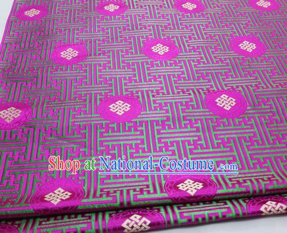 Asian Chinese Traditional Tang Suit Royal Lucky Knot Pattern Rosy Brocade Satin Fabric Material Classical Silk Fabric