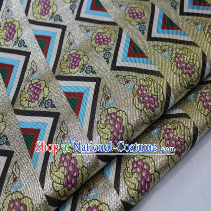 Asian Chinese Traditional Tang Suit Royal Grapes Pattern Brocade Satin Fabric Material Classical Silk Fabric