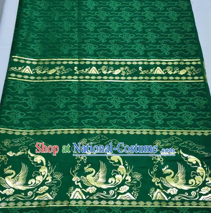 Chinese Traditional Fabric Royal Phoenix Pattern Green Brocade Material Hanfu Classical Satin Silk Fabric