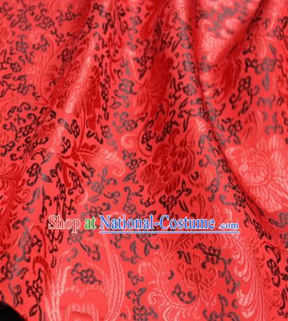 Chinese Traditional Fabric Royal Pattern Red Brocade Material Hanfu Classical Satin Silk Fabric