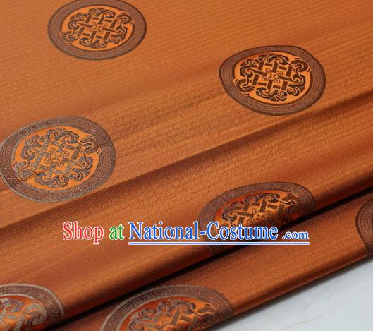 Chinese Traditional Tang Suit Fabric Royal Lucky Pattern Orange Brocade Material Hanfu Classical Satin Silk Fabric