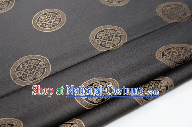 Chinese Traditional Tang Suit Fabric Royal Lucky Pattern Deep Grey Brocade Material Hanfu Classical Satin Silk Fabric