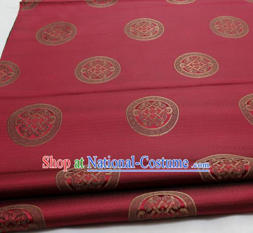 Chinese Traditional Tang Suit Fabric Royal Lucky Pattern Wine Red Brocade Material Hanfu Classical Satin Silk Fabric