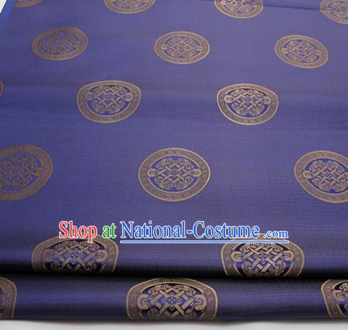 Chinese Traditional Tang Suit Fabric Royal Lucky Pattern Blue Brocade Material Hanfu Classical Satin Silk Fabric