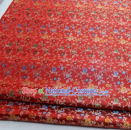 Chinese Traditional Tang Suit Fabric Royal Pepper Flowers Pattern Red Brocade Material Hanfu Classical Satin Silk Fabric