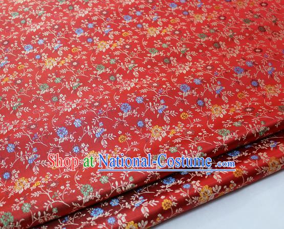 Chinese Traditional Tang Suit Fabric Royal Pepper Flowers Pattern Red Brocade Material Hanfu Classical Satin Silk Fabric