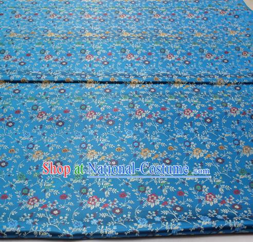 Chinese Traditional Tang Suit Fabric Royal Pepper Flowers Pattern Blue Brocade Material Hanfu Classical Satin Silk Fabric