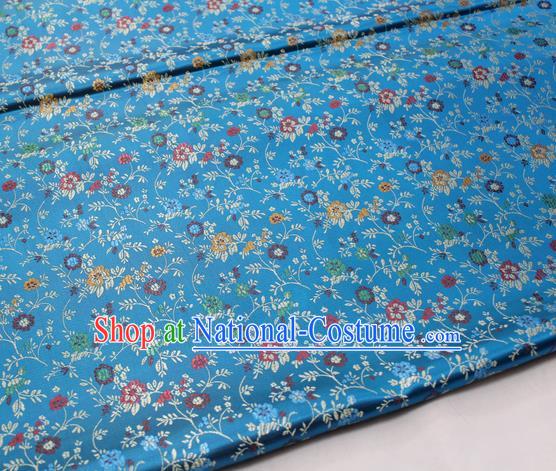 Chinese Traditional Tang Suit Fabric Royal Pepper Flowers Pattern Blue Brocade Material Hanfu Classical Satin Silk Fabric