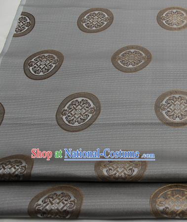 Chinese Traditional Tang Suit Fabric Royal Lucky Pattern Grey Brocade Material Hanfu Classical Satin Silk Fabric