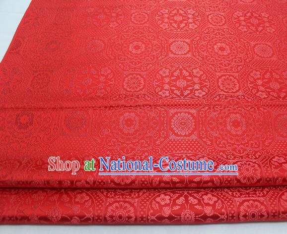 Chinese Traditional Tang Suit Red Satin Fabric Royal Pattern Brocade Material Classical Silk Fabric